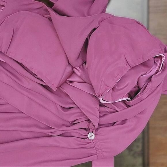 Vtg 80's tailor-made lilac maxi wrap gown - Picture 7 of 16